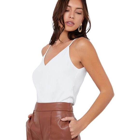 NEW Deep V Neck Adjustable Spaghetti Strap Cami Tank Top Chiffon M - Picture 4 of 8